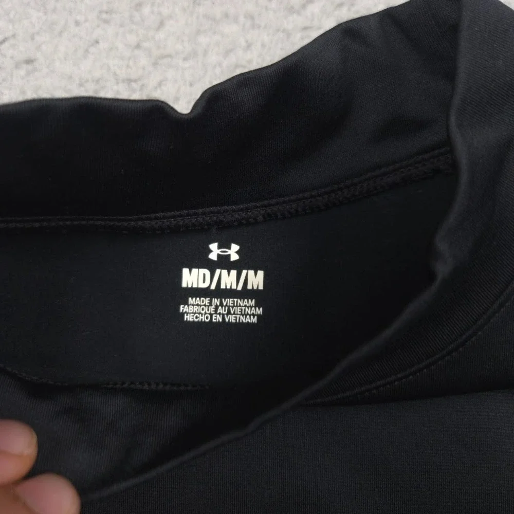 Under Armour ColdGear Armour Fitted Mock Shirt Men M Black Long Sleeve